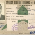 Carnet de HUNOSA de José Vicente Rodríguez Iglesias "Facuriella"